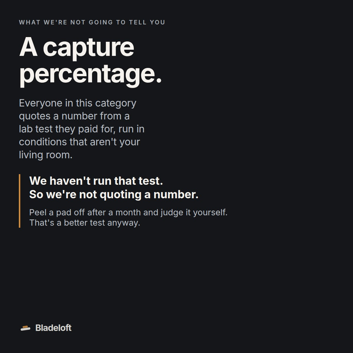 What we are not going to tell you: a capture percentage. We have not run that test.